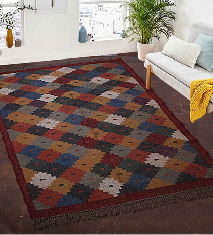 The Jodhpur - Multicolor Wool & Jute Hand Woven Dhurrie