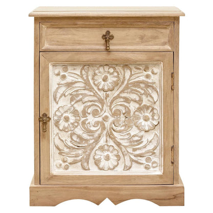 Bonville - Carved Bedside Table (Lime Wash)