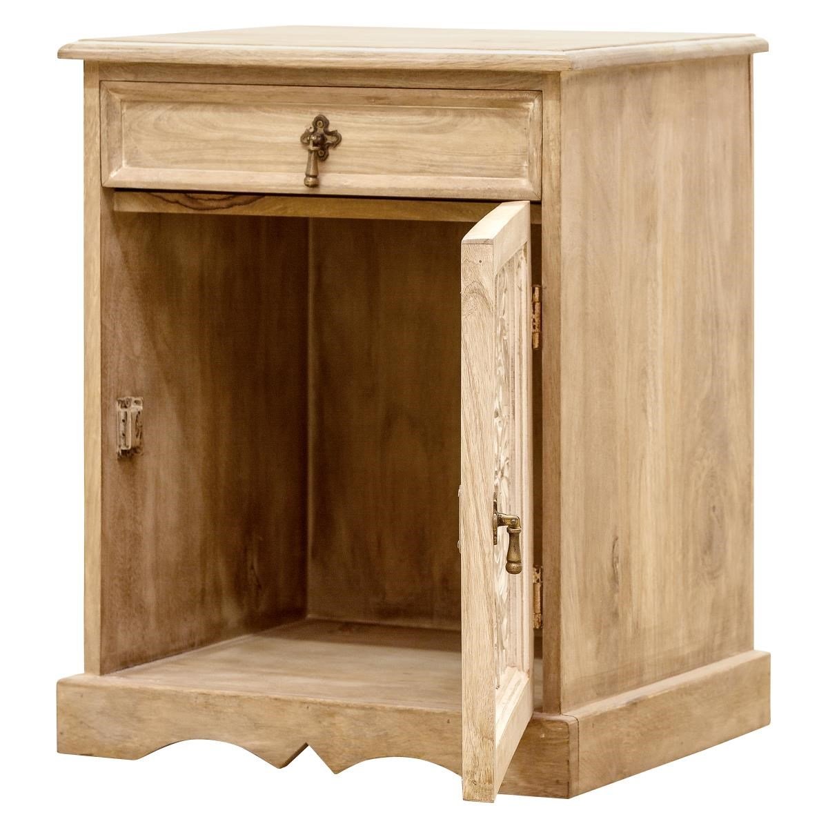 Bonville - Carved Bedside Table (Lime Wash)