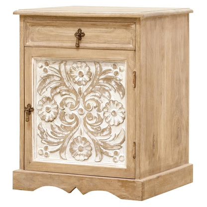 Bonville - Carved Bedside Table (Lime Wash)