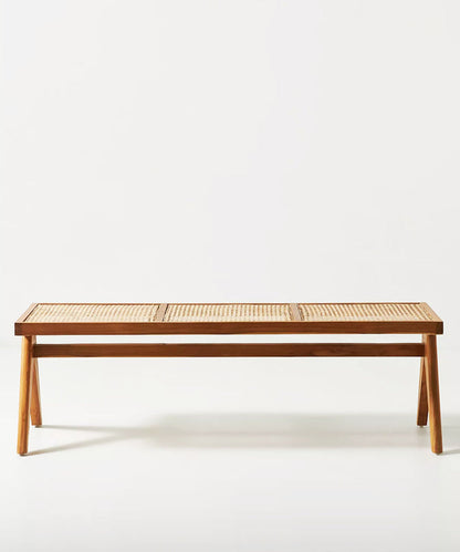 Rattan Sheesham Wood Bench