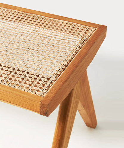 Rattan Sheesham Wood Bench