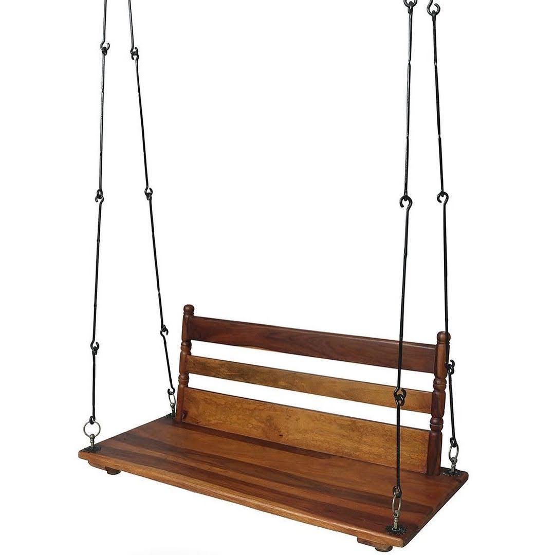 Wooden swing best sale with backrest