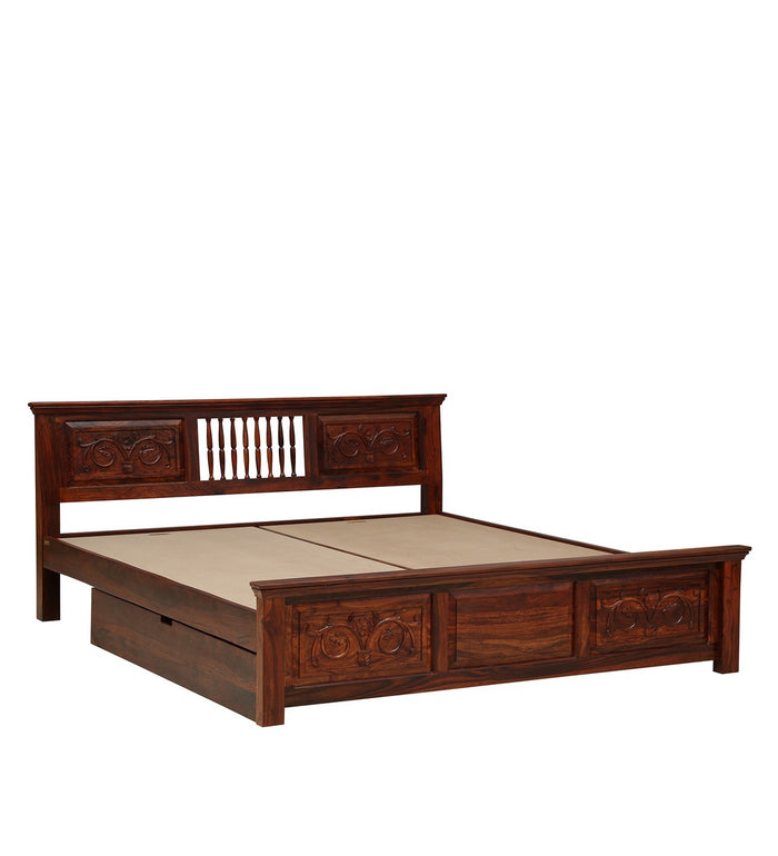 Euphoria - Solid Sheesham Wood Bed With Drawer Storage