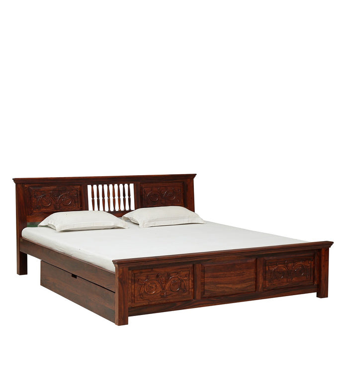 Euphoria - Solid Sheesham Wood Bed With Drawer Storage