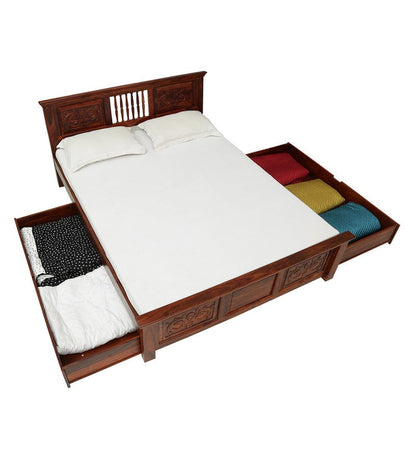 Euphoria - Solid Sheesham Wood Bed With Drawer Storage