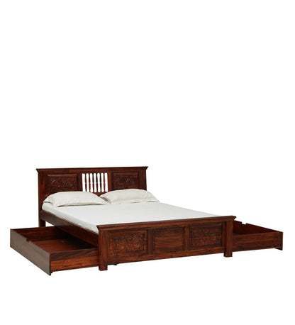 Euphoria - Solid Sheesham Wood Bed With Drawer Storage