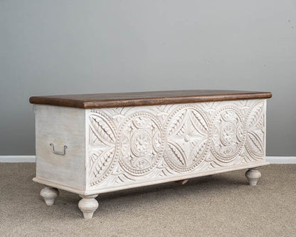 Nakashi - Hand carved Trunk ( White Washed )